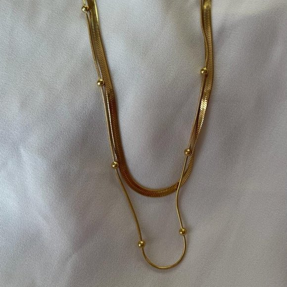 14K Gold Plated Stainless Steel Necklace set (2 pieces) - Picture 6 of 6